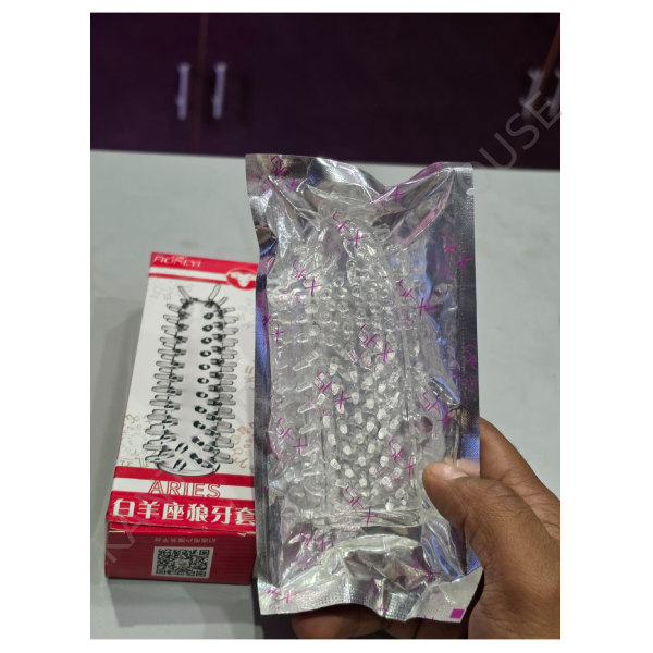 4.5" Fioneyi Aries reusable crystal silicone spikey condom sleeve - CSTS3