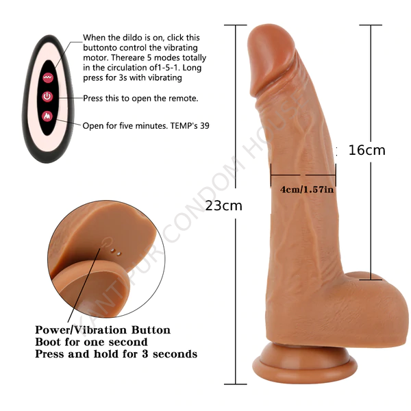 8.5'' Remote Vibrating, Swinging Chargeable Marsh Dildo