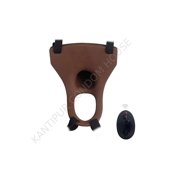 6.7" Remote Control Vibrating Hollow Strap On Dildo(Brown)-182013